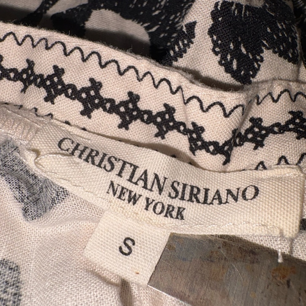 Christian Siriano Boho Peasant Top Cream Black Floral Lace Small AR41 - Picture 4 of 4